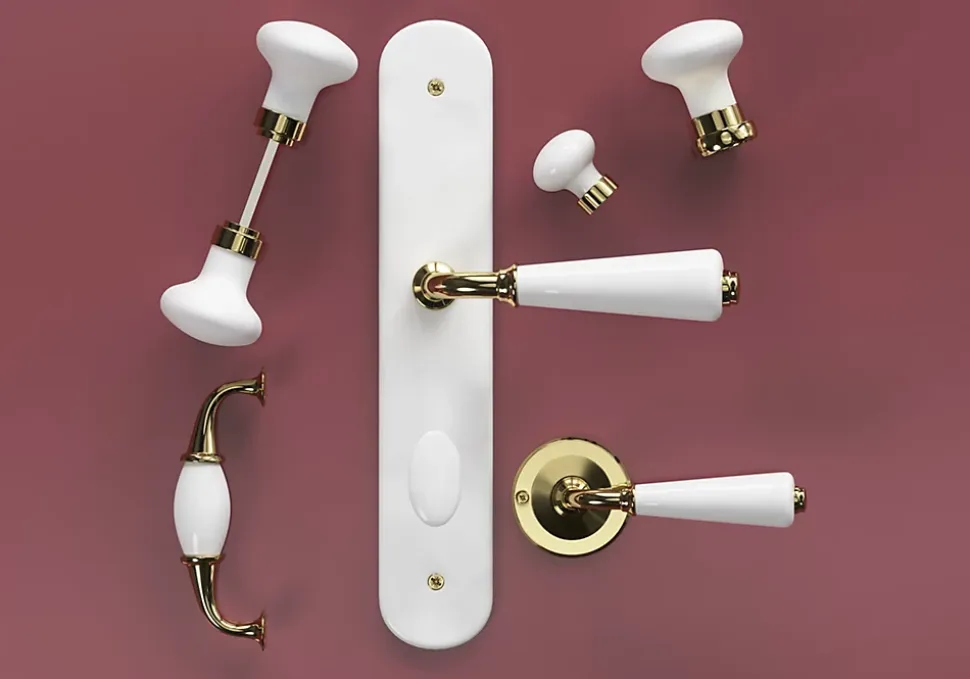 Poignée de meuble nœud Porcelaine Vras blanc 96mm