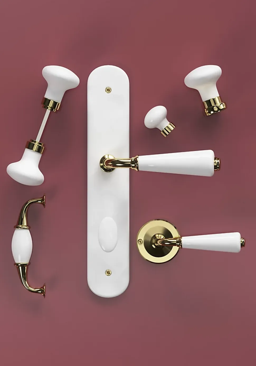 Poignée de meuble nœud Porcelaine Vras blanc 96mm