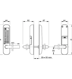 Poignée électronique serrure à code Easykey DOM serrure inox porte intérieure 45 mm sans clé