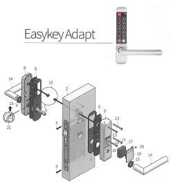 Poignée électronique serrure à code Easykey DOM serrure inox porte intérieure 50 mm sans clé