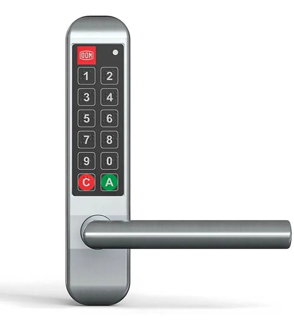 Poignée électronique serrure à code Easykey DOM serrure inox porte intérieure 35 mm sans clé
