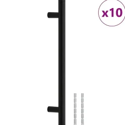 Poignées d armoire 10 pcs noir 160 mm acier inoxydable