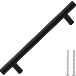 Poignées d armoire 10 pcs noir 160 mm acier inoxydable