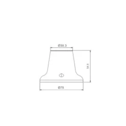 Point lumineux thermoplastique avec douille E27, base droite. Blanc