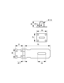 Porte cadenas, acier, fermeture de coffres et portes, 75mm - THIRARD