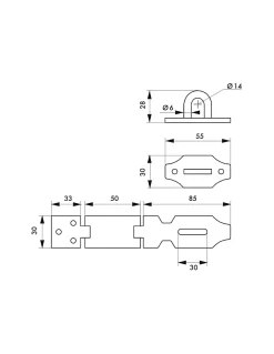 Porte cadenas, recouvrement acier 140mm - THIRARD