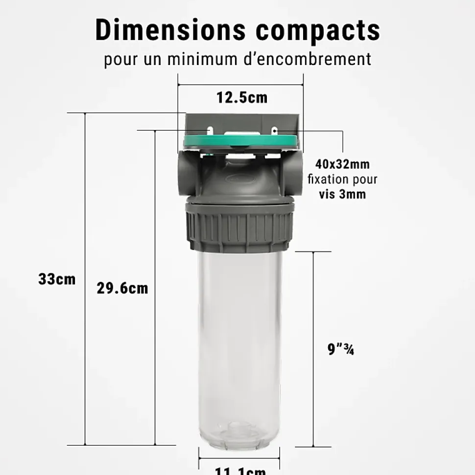 Porte filtres à eau simple 9' 3/4 3P ECOSOFT filtration sous évier connexion 1'