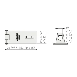 Porte-cadenas pliable ABUS Acier galvanisé-75 mm.