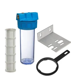 Porte-filtre à eau 9 '' 3/4 - 20/27F avec cartouche lavable 60 microns, équerre et clé