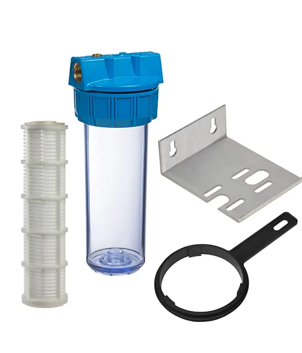Porte-filtre à eau 9 '' 3/4 - 20/27F avec cartouche lavable 60 microns, équerre et clé