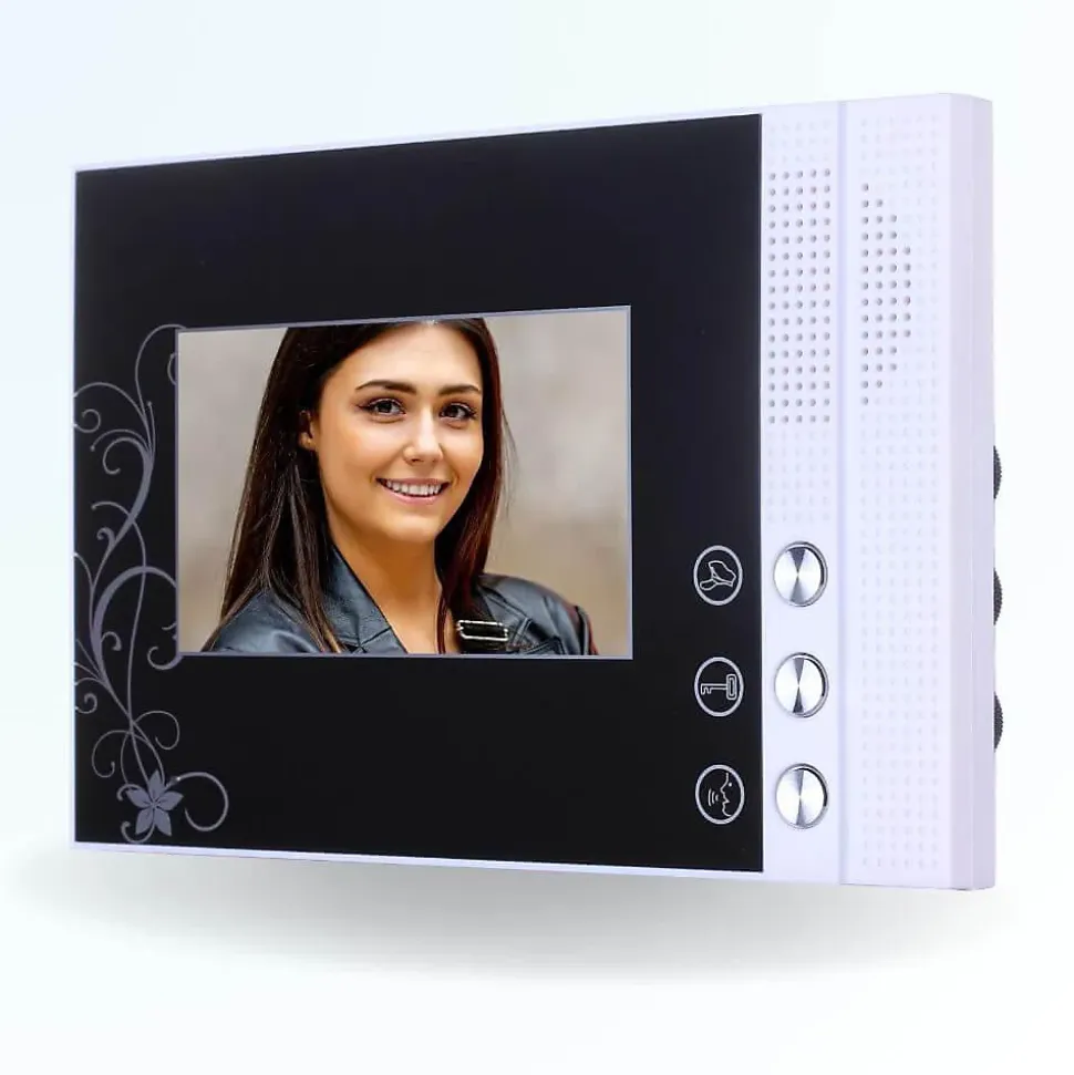 Portier interphone vidéo classic 4 fils - 4 appartements - 4 écrans noirs
