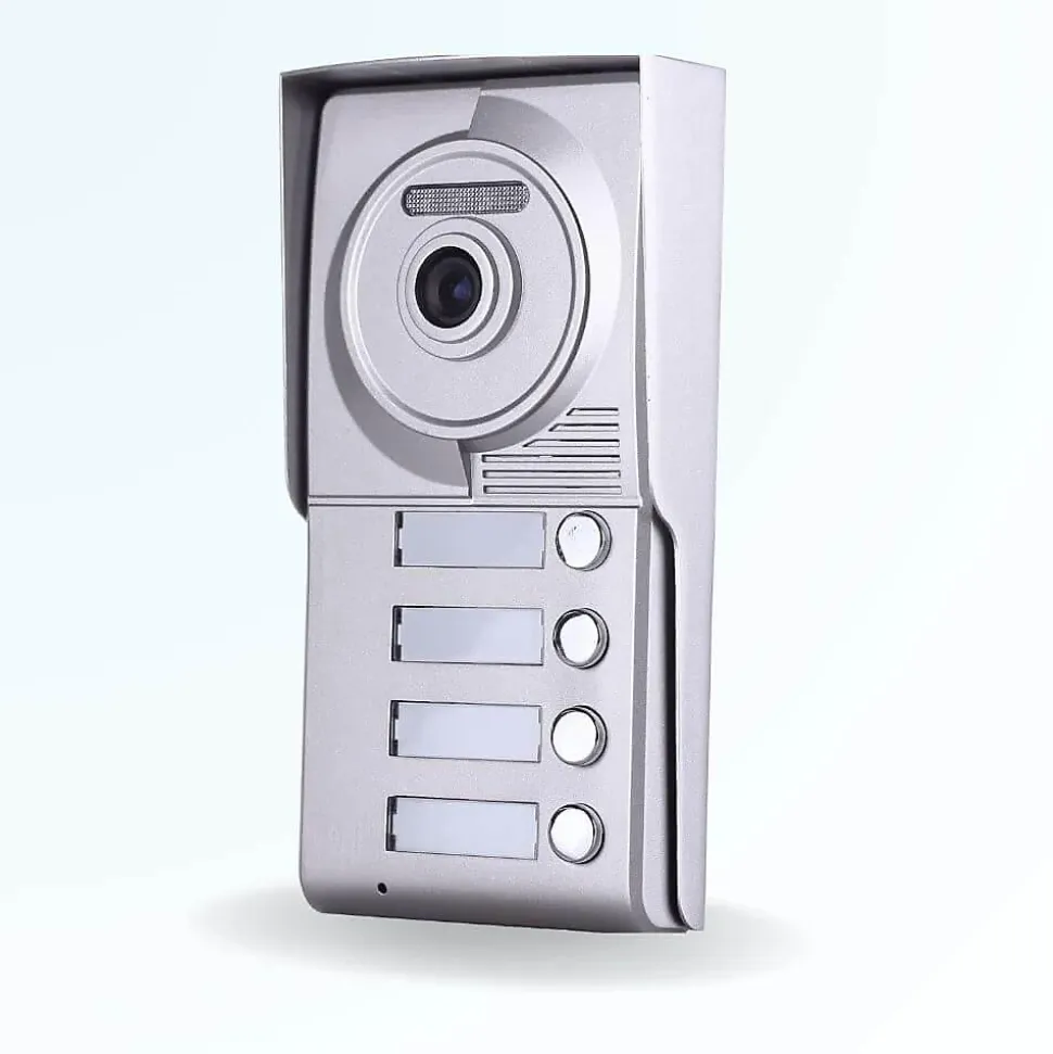 Portier interphone vidéo classic 4 fils - 4 appartements - 4 écrans noirs