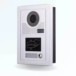Portier interphone vidéo classic-2 4 fils - 1 écran blanc - avec lecteur de badge
