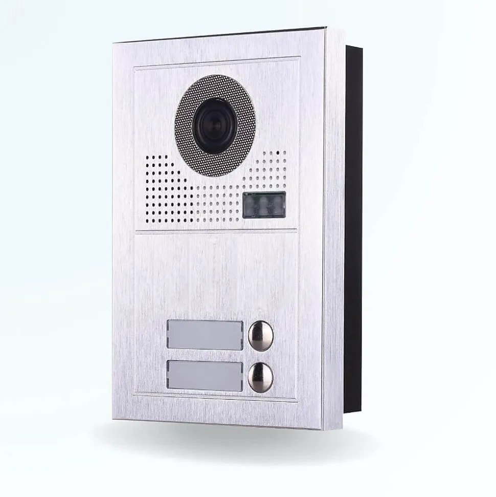 Portier interphone vidéo modern 2 fils - 2 appartements - 2 écrans noirs