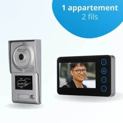 Portier interphone vidéo neo 2 fils - 1 appartement - 1 écran noir - avec lecteur de badge