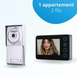 Portier interphone vidéo neo 2 fils - 1 appartement - 1 écran noir