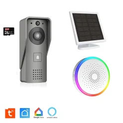 Portier Vidéo Solaire connecté Wifi avec Carillon intérieur 60 mélodies