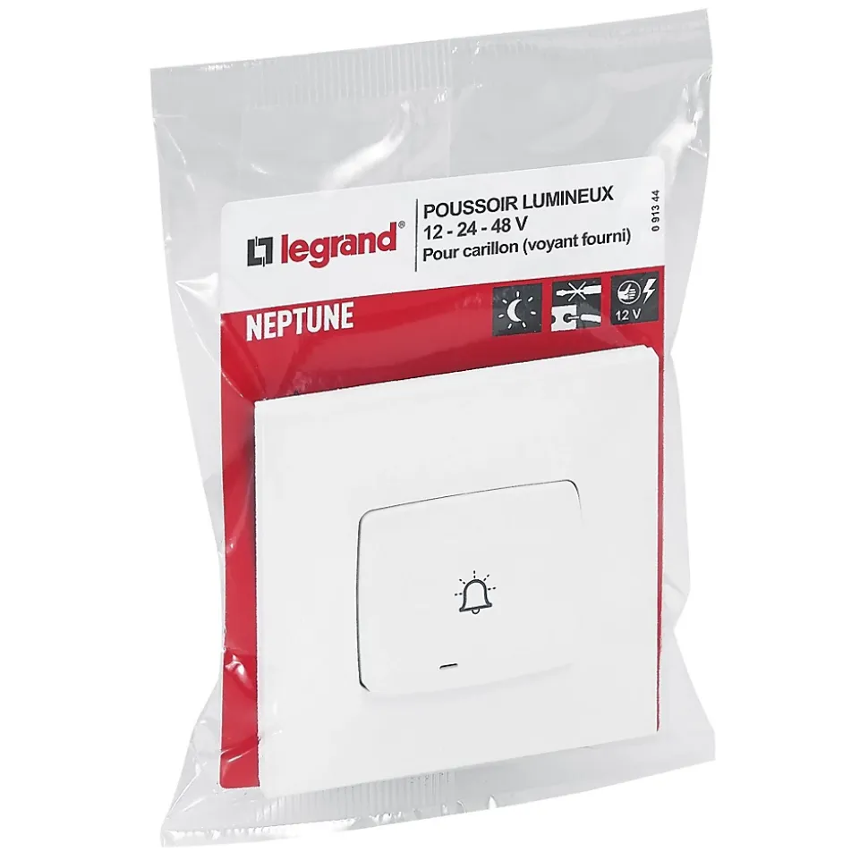 Poussoir lumineux carillon Legrand Neptune