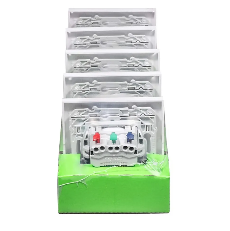 Prise 2 pôles + terre affleurante Odace Schneider Electric blanc complet - lot de 5 pièces