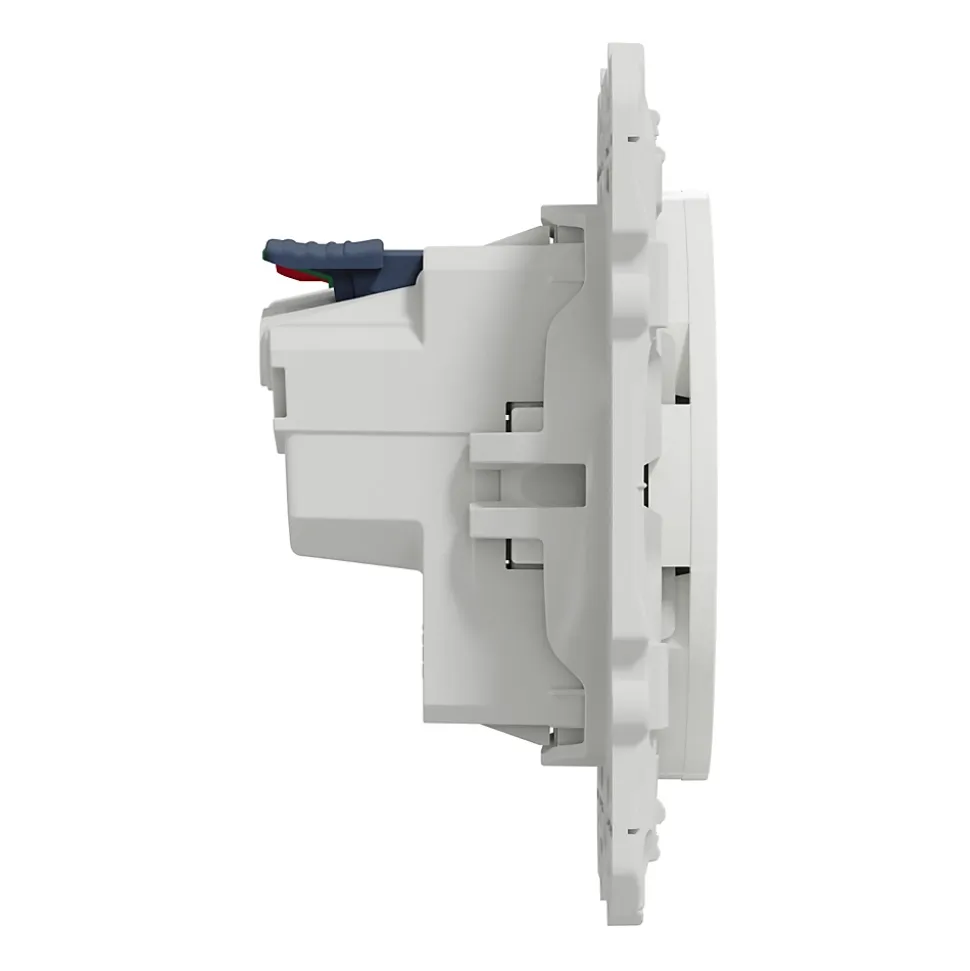 Prise 2 pôles + terre affleurante connexion rapide Odace Schneider Electric blanc