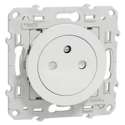 Prise 2 pôles + terre affleurante connexion rapide Odace Schneider Electric blanc