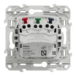 Prise 2 pôles + terre affleurante connexion rapide Odace Schneider Electric blanc