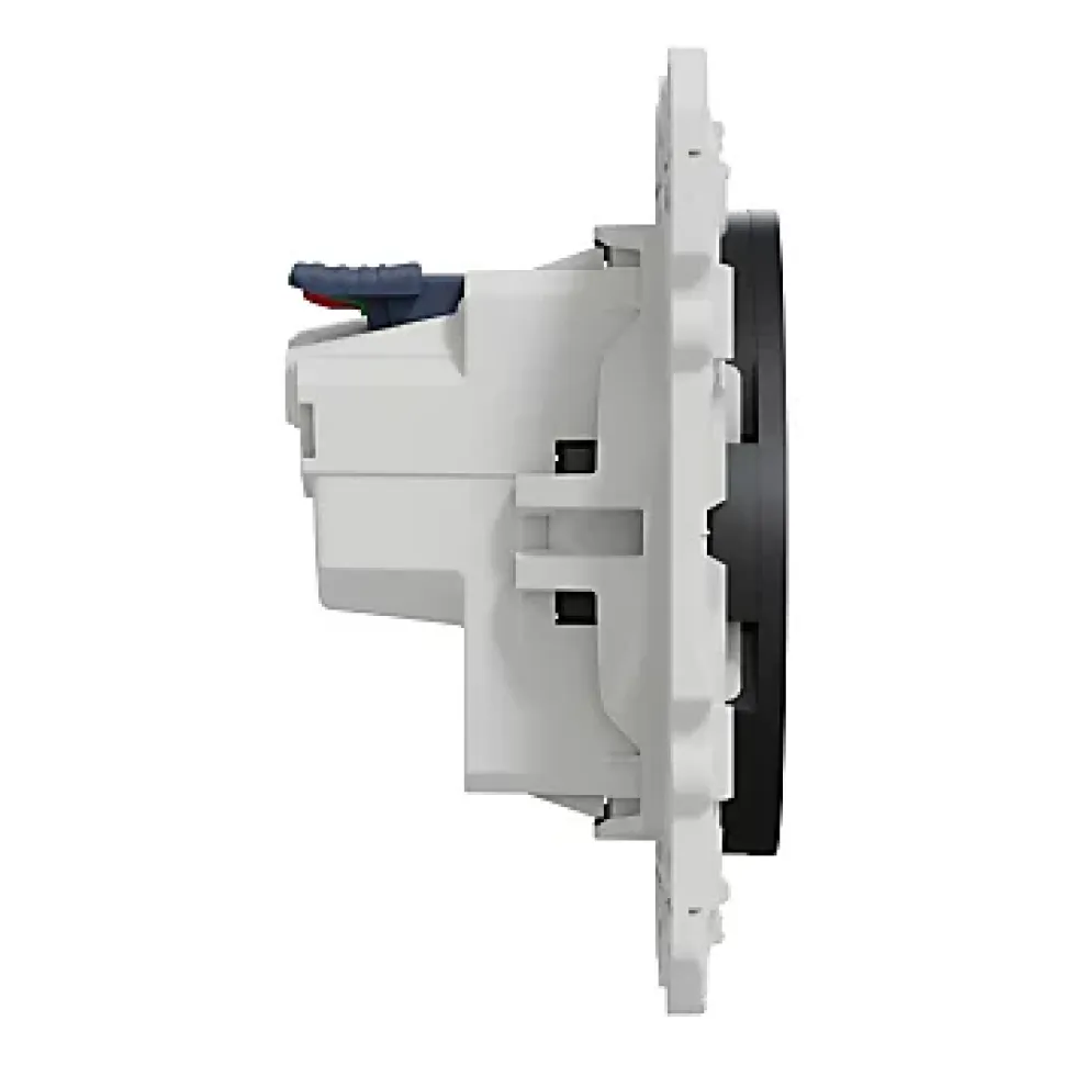 Prise 2 pôles + terre affleurante connexion rapide Odace Schneider Electric anthracite