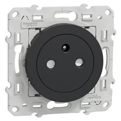 Prise 2 pôles + terre affleurante connexion rapide Odace Schneider Electric anthracite