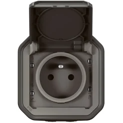 Prise 2 pôles avec terre complet saillie Legrand Plexo anthracite