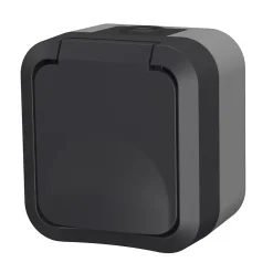 Prise 2 pôles avec terre étanche Gao Aqua stop IP55 gris