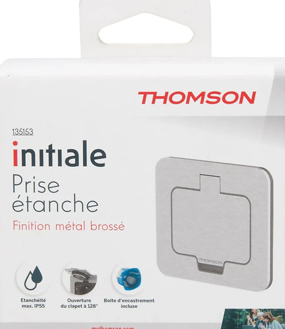 Prise 16A 2 port + terre aluminium IP55 Thomson
