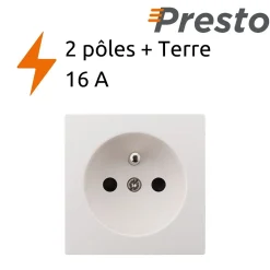 Prise 16A 2P+T en saillie - blanc - Presto - Zenitech