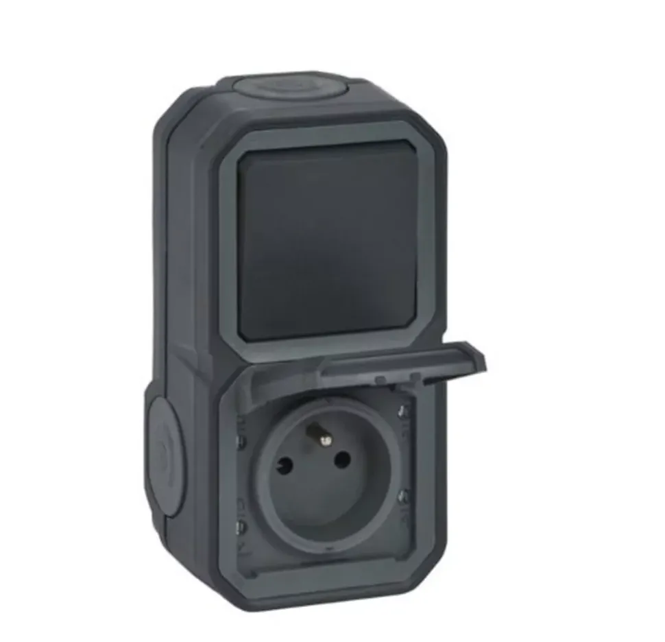 Prise avec interrupteur va-et-vient Legrand Plexo anthracite