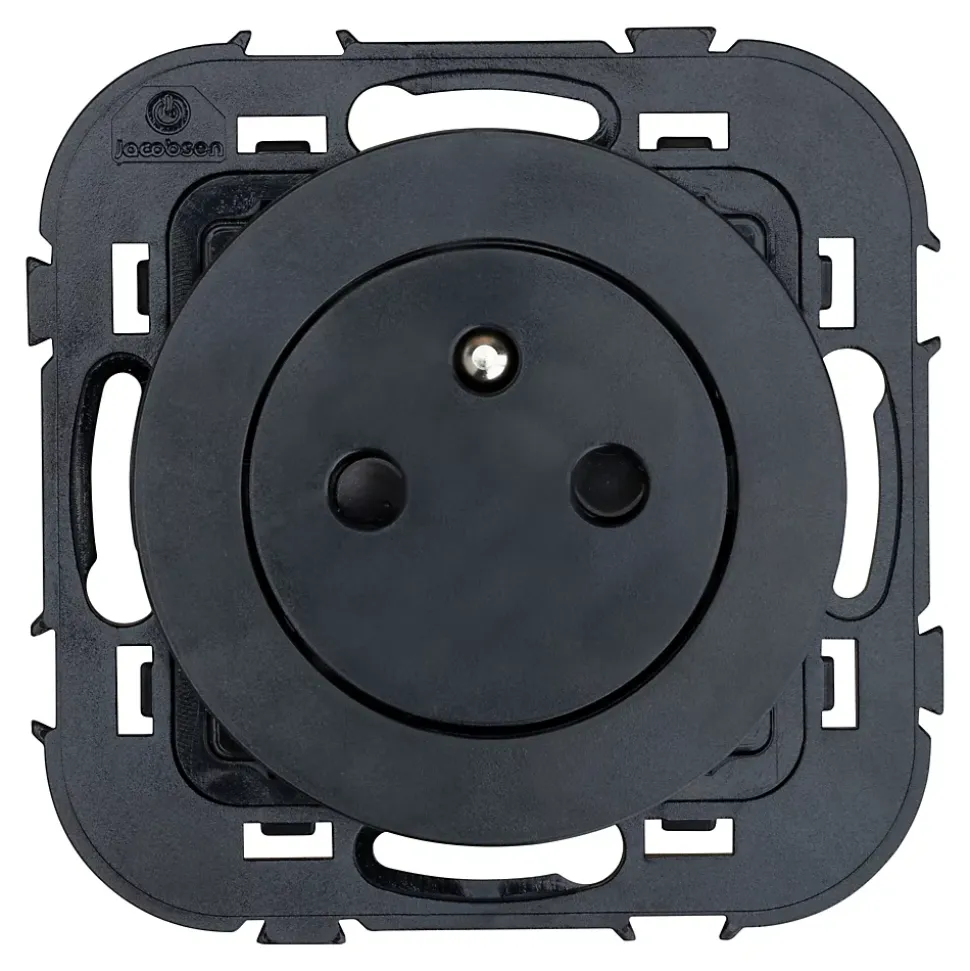 Prise avec terre affleurante Jacobsen Espen noir à composer