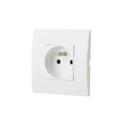 Prise avec terre blanc complet, lot de 5