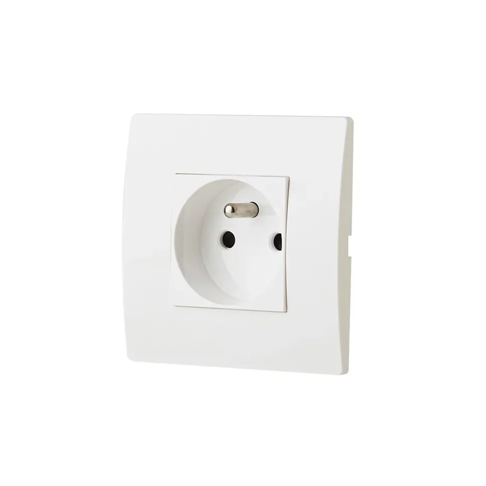 Prise avec terre blanc complet, lot de 5