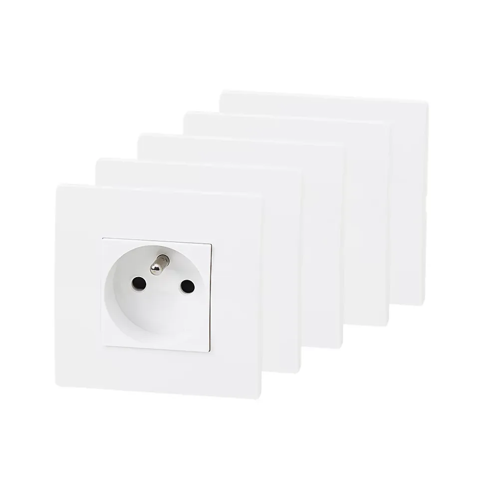 Prise avec terre blanc complet, lot de 5