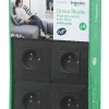 Prise avec terre complète Schneider Electric Unica Déco anthracite, lot de 4