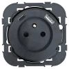 Prise avec terre Jacobsen Espen noir à composer + 1xUSB-A + 1xUSB-C