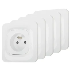 Prise avec terre Jacobsen Kennet blanc complet, lot de 5