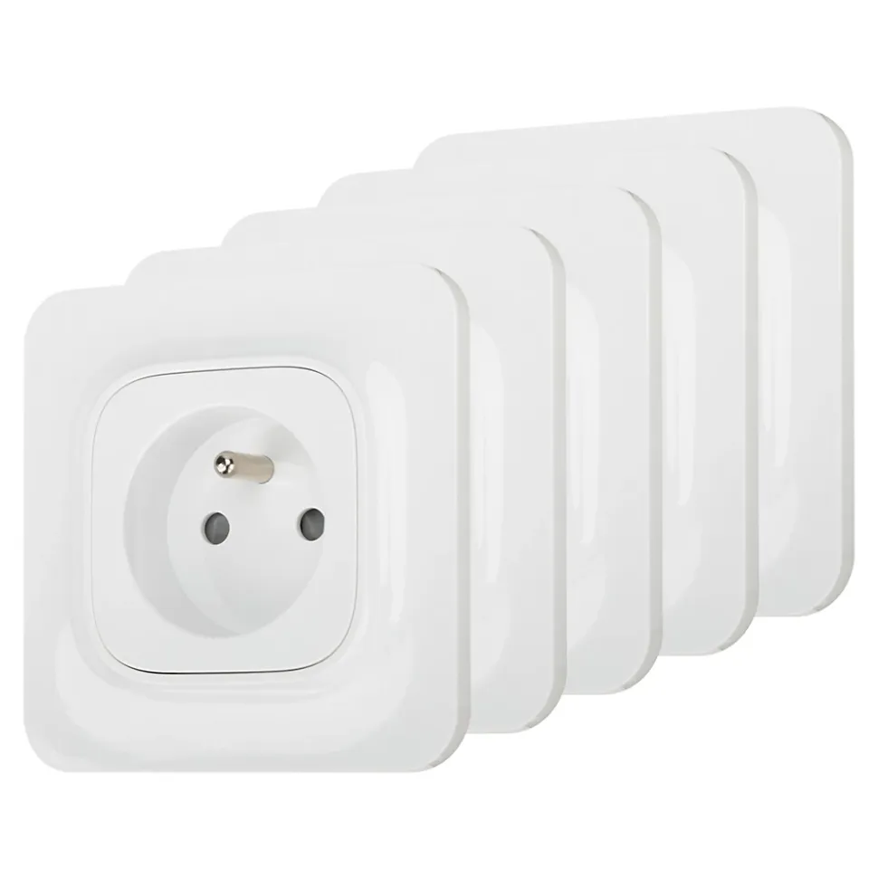 Prise avec terre Jacobsen Kennet blanc complet, lot de 5