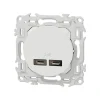 Prise chargeur USB double type C Blanc craie Schneider Odace