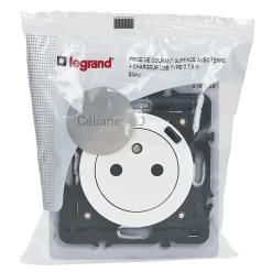 Prise Céliane + 1 prise USB-C Legrand bloc blanc