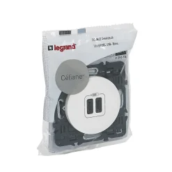 Prise céliane double USB Legrand blanc