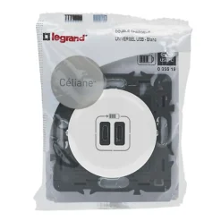 Prise céliane double USB Legrand blanc