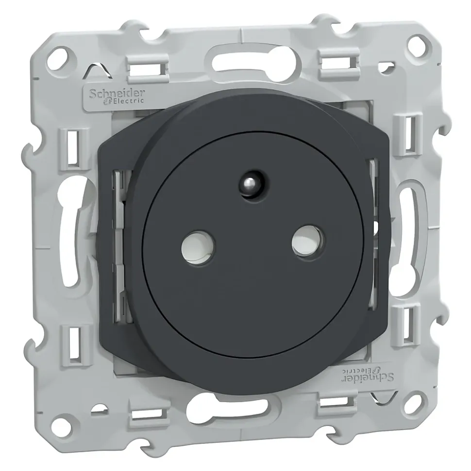Prise de courant 2 pôles + terre affleurante 16A Schneider Electric Ovalis anthracite