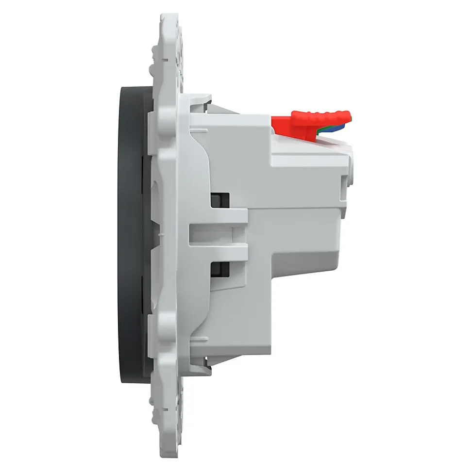 Prise de courant 2 pôles + terre affleurante 16A Schneider Electric Ovalis anthracite