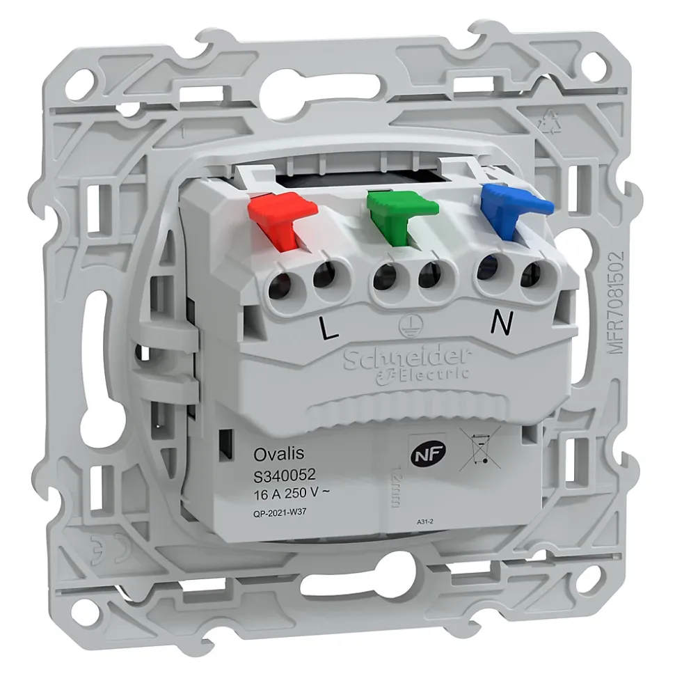 Prise de courant 2 pôles + terre affleurante 16A Schneider Electric Ovalis anthracite