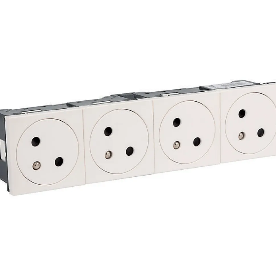 Prise de courant 4 X 2P+T surface Mosaic Link Legrand - 8 modules - 4 postes - Blanc