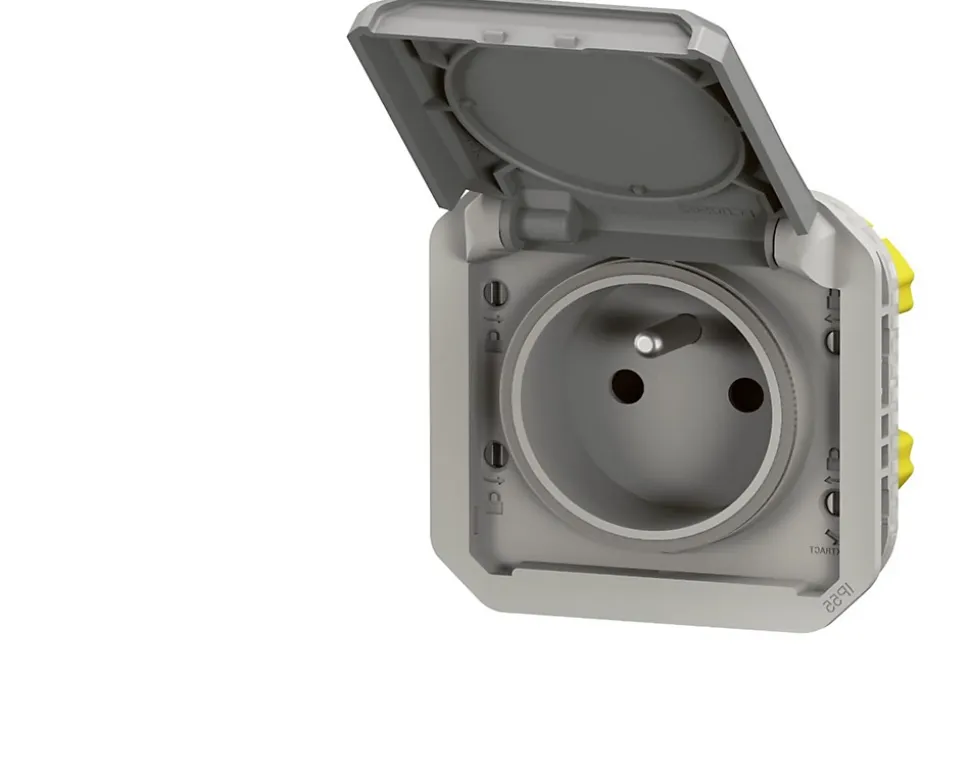 Prise de courant 16A 2P+T Legrand Plexo™ grise composable